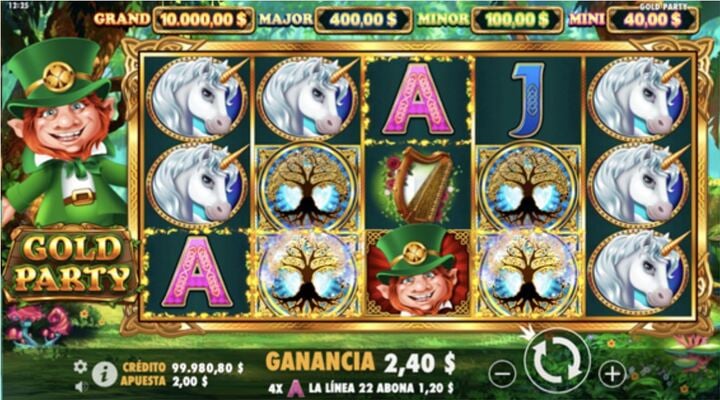 El juego base del slot Gold Party
